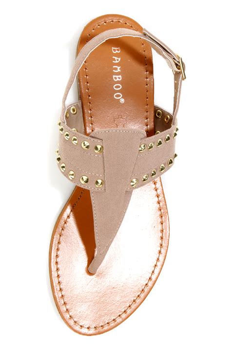 Bamboo Steno 62 Nude Studded Thong Sandals 22 00