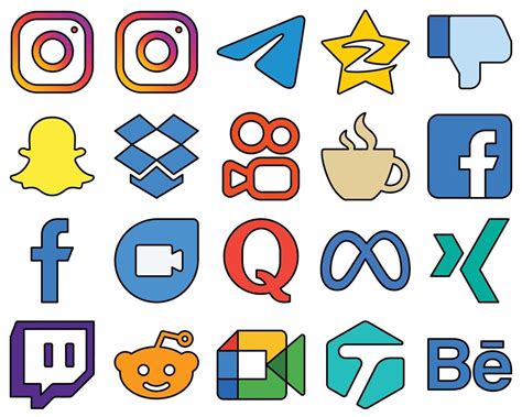 20 iconos de redes sociales llenos de líneas llamativas como Facebook