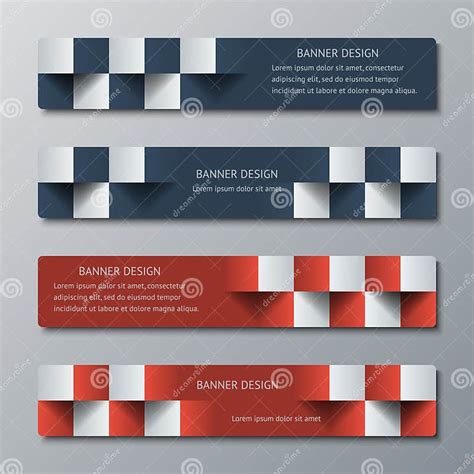 Geometric Narrow Horizontal Banners With The 3d Effect For Business