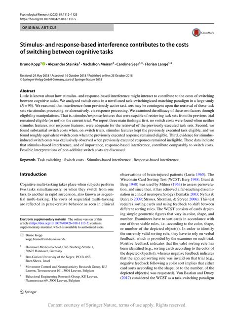 Stimulus And Response Based Interference Contributes To The Costs Of