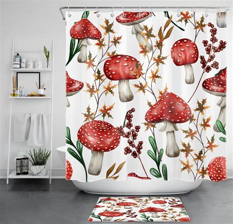 INPERCUST Leafy Green Forest Mushroom Shower Curtain Walmart