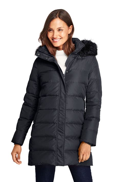 Womens Faux Fur Hooded Down Winter Coat From Lands End Winter Coats Women Down Winter Coats