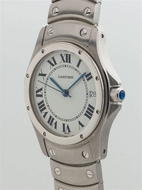 Cartier Stainless Steel Santos Ronde Wristwatch At Stdibs Cartier