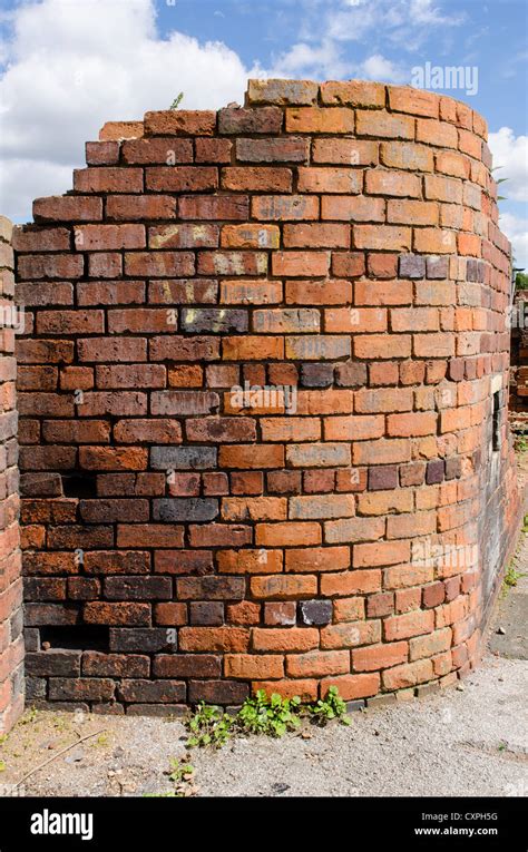 Remains Of An Old Curved Red Brick Wall In The Black Country West