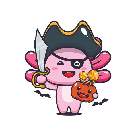 Cute pirates axolotl in halloween day. Cute halloween cartoon ...