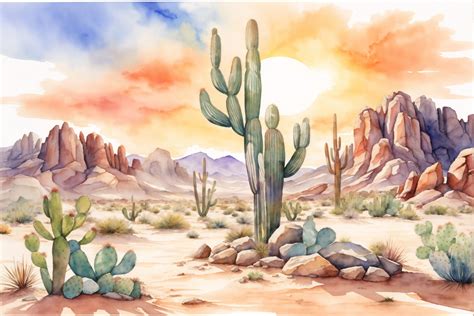 Watercolor Desert Landscape Background Graphic by Forhadx5 · Creative ...