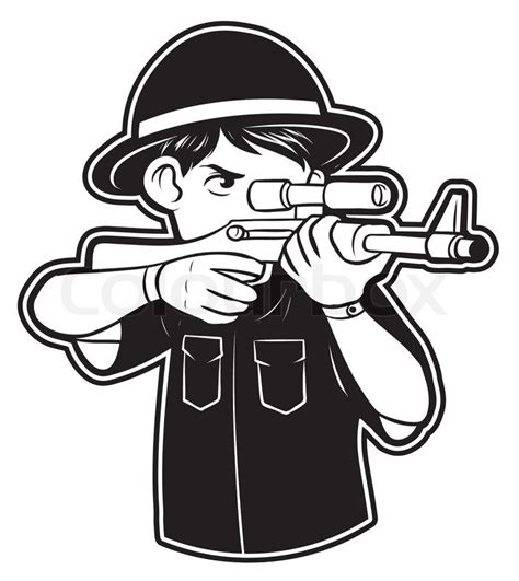 Black and white clipart Hunter | Stock vector | Colourbox