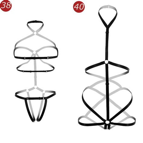 Sexy Women Lingerie Set Hollow Cupless Strappy Harness Cage Black Bra Belt Strap EBay