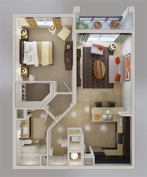 1 Bedroom Apartmenthouse Plans