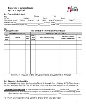 Fillable Online STUDY ABROAD COURSE APPROVAL FORM INSTRUCTIONS Fax