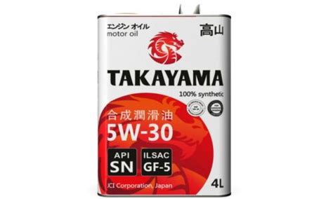 Масло моторное Takayama 5w30 синтетическое, API SN, ILSAC GF-5, для ...