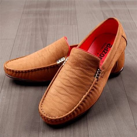 Ethnic Wear Men Adzon Suede Leather Loafers Casual Shoes Brown At