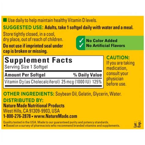 Nature Made® Vitamin D3 Softgels 1000iu 180 Ct Fred Meyer