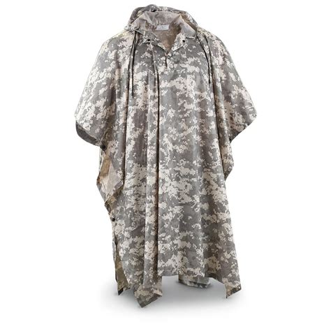 2 Pk Of Military Surplus Ponchos Digital Camo 230791 Rain Gear And Ponchos At Sportsmans Guide