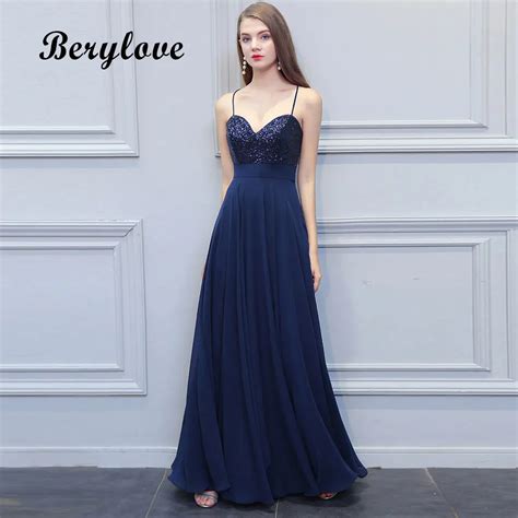 Buy Berylove Long Navy Blue Evening Dresses Sequin