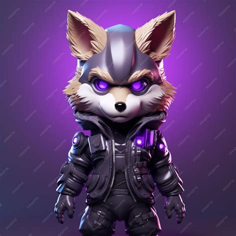 Premium Ai Image Mini Cute Hyperrealistic Futuristic Soldier Fox