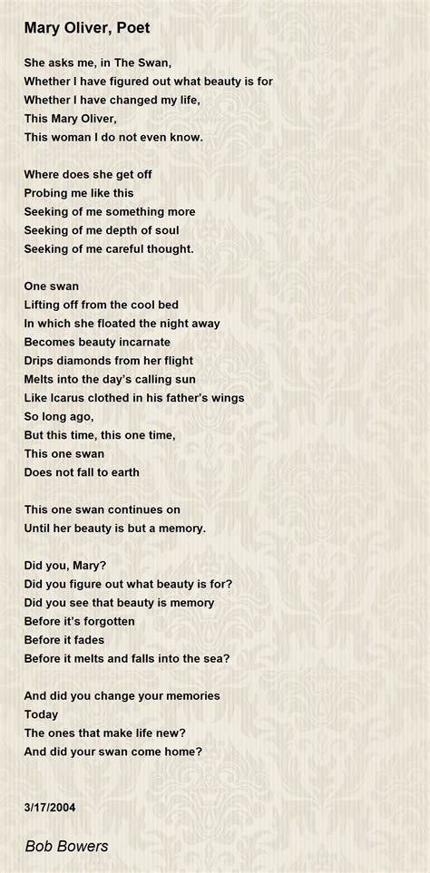 Mary Oliver Poem — Ann Miller 59 Off