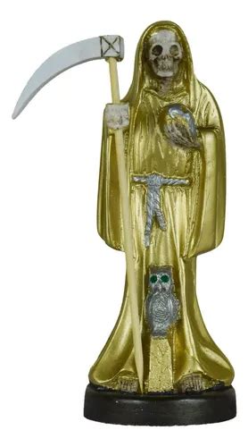 Figura En Resina Santa Muerte Preparada Cm Sabiduria Oro Meses Sin