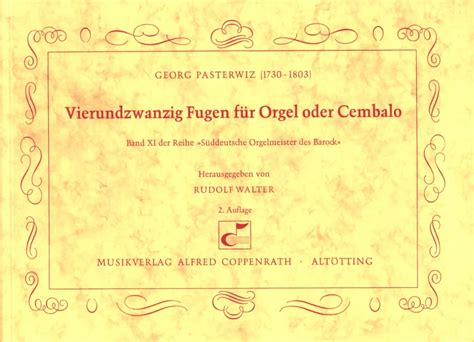 24 Fugen für Orgel oder Cembalo von Georg von Pasterwitz im Stretta