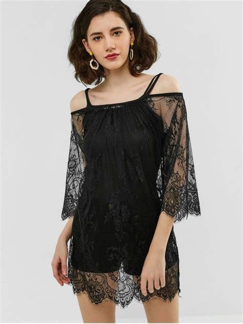 [27 Off] 2021 See Through Lace Cover Up Dress In Black Zaful United