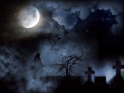 Ilustraci N Gratis Cementerio Creepy Luna Lobo Imagen Gratis En