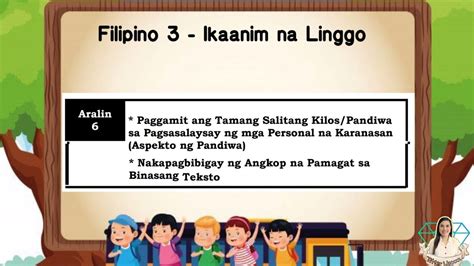 Filipino 3 Pandiwa Aspekto Ng Pandiwa Nakapagbibigay Ng Angkop Na