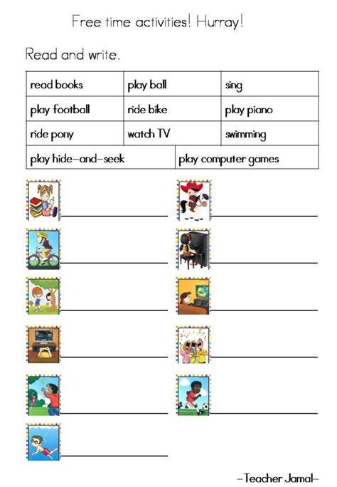 English Year Free Time Activities Worksheet Live Worksheets