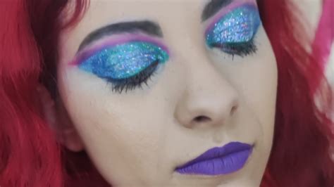 Maquillaje Azul Con Glitter De Karla Cosmétics Youtube