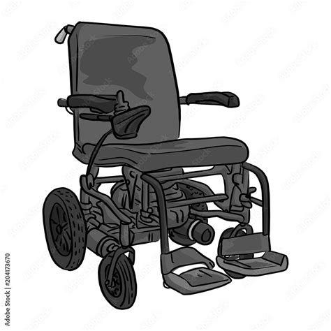 Black And White Electric Wheelchair Vector Illustration Sketch Doodle