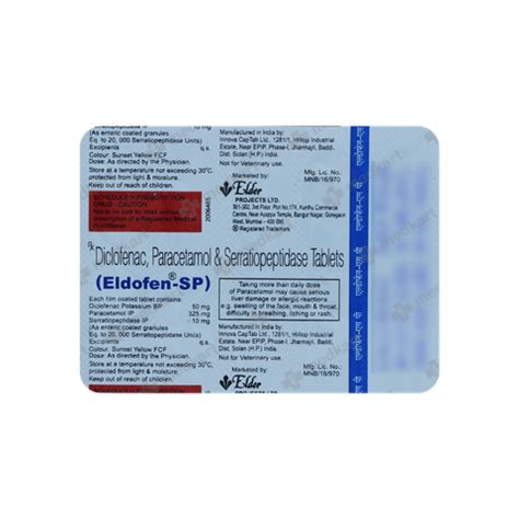 ELDOFEN SP TABLET 15'S, Price, Composition & Generic Alternatives - Medkart