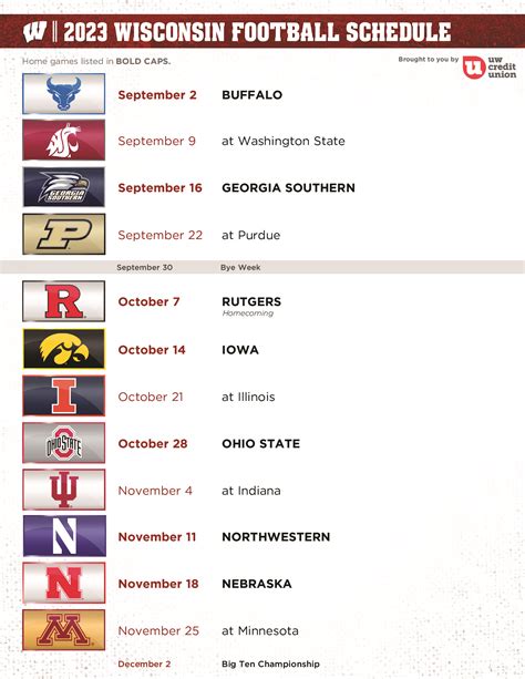 Uw Badgers Football Schedule 2024 Printable - Lacy Shanie