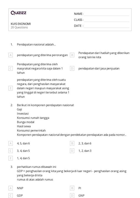 50 Lembar Kerja Ekonomi Untuk Kelas 3 Di Quizizz Gratis And Dapat Dicetak