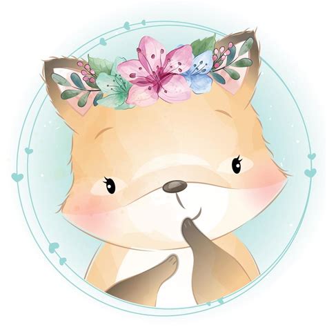 Cute foxy with floral illustration 2067351 Vector Art at Vecteezy