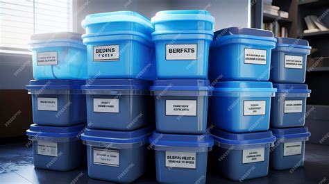 Premium Photo | A photo of a stack of sanitized and labeled office bins