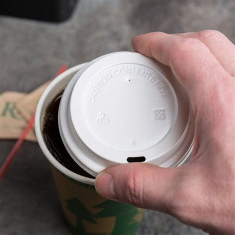 Choice 8 Oz Tall White Hot Paper Cup Travel Lid 100 Pack