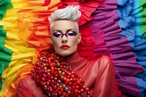 Generative Ai Illustration Of A Year Old Lesbian Woman Dressed And Made Up In Haute Couture