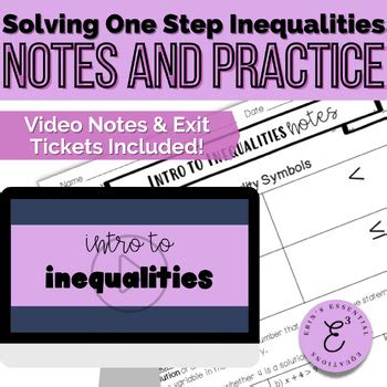 Solve and Graph One Step Inequalities Notes and Practice | TPT