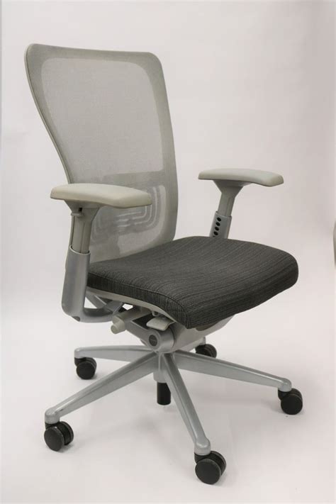 Haworth Zody Chair Platinum Frame And Gray Mesh And Black Fabric Seat