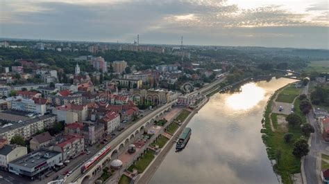 Sunrise View Over Warta River At Gorzow Wielkopolski From Bird Sight