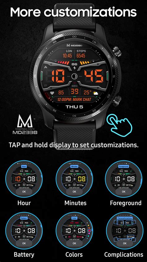 MD233B Digital Watch Face Matteo Dini MD Wear OS Tizen