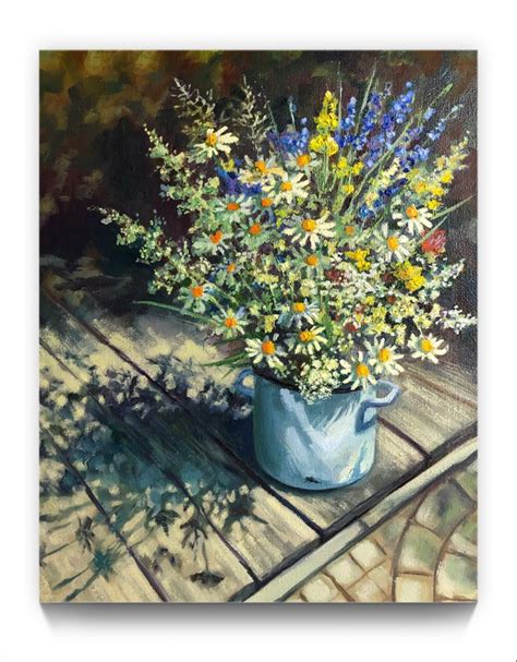 Полевой букет | Painting, Oil on canvas, Art