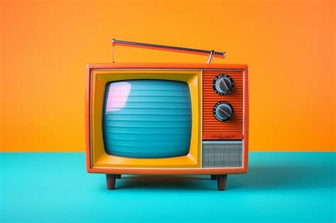 Premium Ai Image Vintage Television On Colorful Background Ai