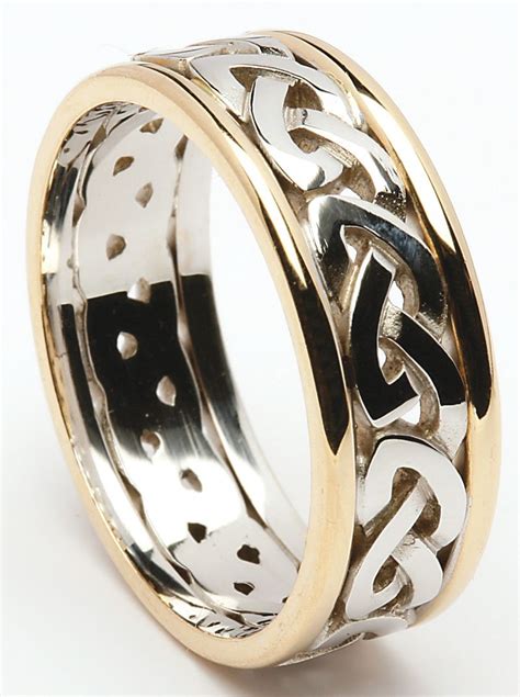 Sterling Silver Celtic Knot Ring With 10k Yellow Gold Rims Shop