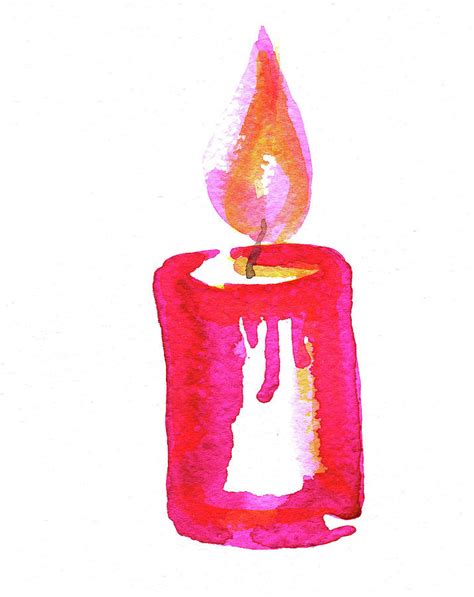 Candle Minimalistic Watercolor Painting Painting By Karen Kaspar Pixels