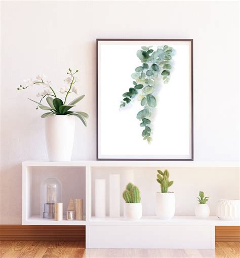 Eucalyptus Leaf Print Watercolor Print Greenery Art Etsy