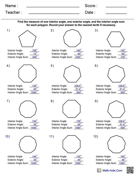 Angles Of Polygons Worksheet Glencoe Geometry Answers