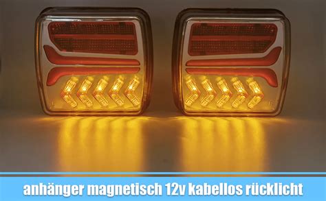 AOJO rückleuchten funk led anhänger magnetisch 12v kabellos rücklicht