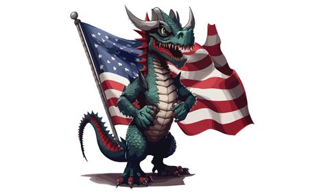 Dragon Holding American Flag Vector Graphic by BreakingDots · Creative ...