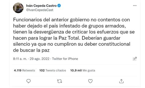 Deberían guardar silencio Iván Cepeda le respondió a exfuncionarios