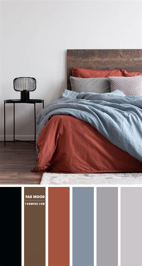 Brick Red and Dusty Blue Bedroom Color Scheme